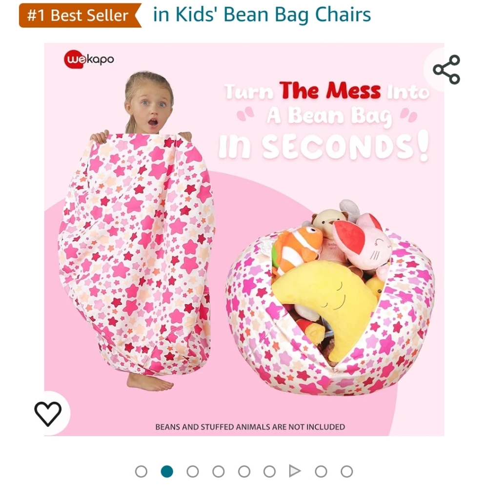 Stuffed animal storage bean bag